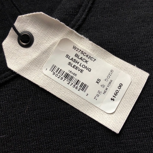 NEW rag & bone XS Black Slash Long Sleeve Sweater NWT - Picture 6 of 16